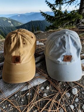 2x Carhartt Patch Logo Adjustable Baseball Hats Caps Lot Workwear Outdoor